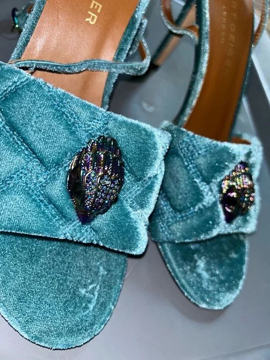 Kurt Geiger Teal Velvet Jeweled Heels. Size 41 European size - Picture 3 of 9